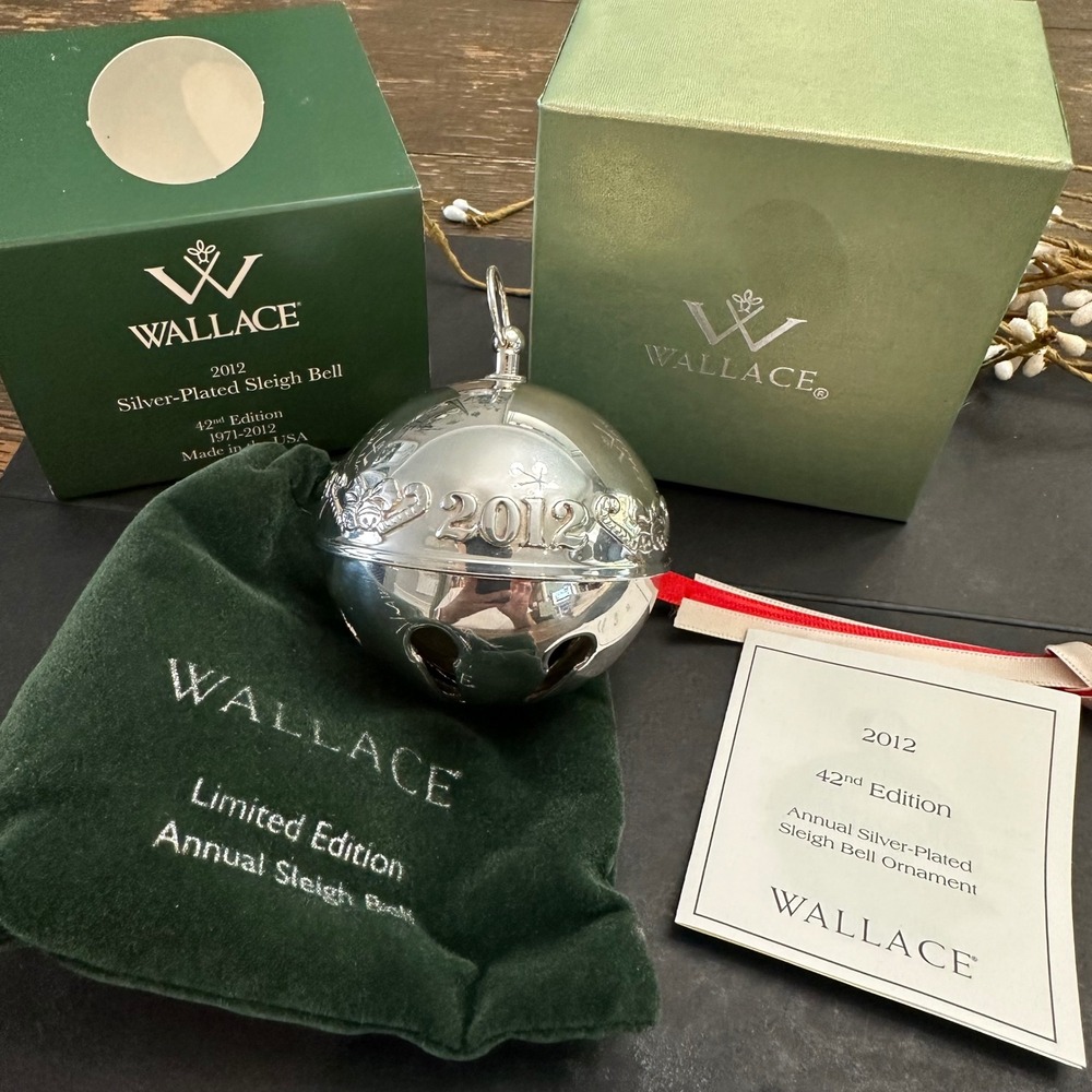 2012 Wallace Silver-Plated Annual Sleigh Bell Ornament -NEW